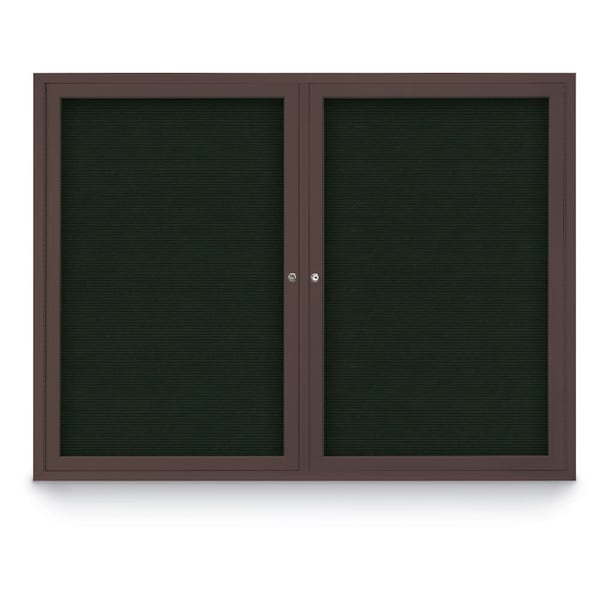 48"x36" 2-Door Enclosed Outdoor Letterboard, Green Felt/Bronze
